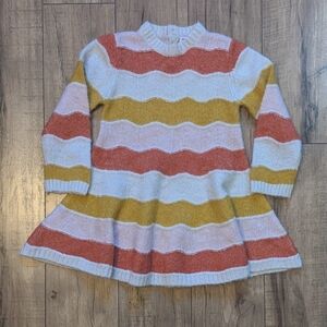 Mayoral Girls Wavy Striped Knit Long Sleeve Sweater Dress Fall 24 Months
